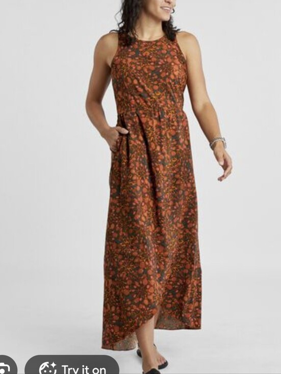 Toad&Co Dresses & Skirts - Toad & Co Crusher Maxi Dress Rust Green Floral Print Size Medium